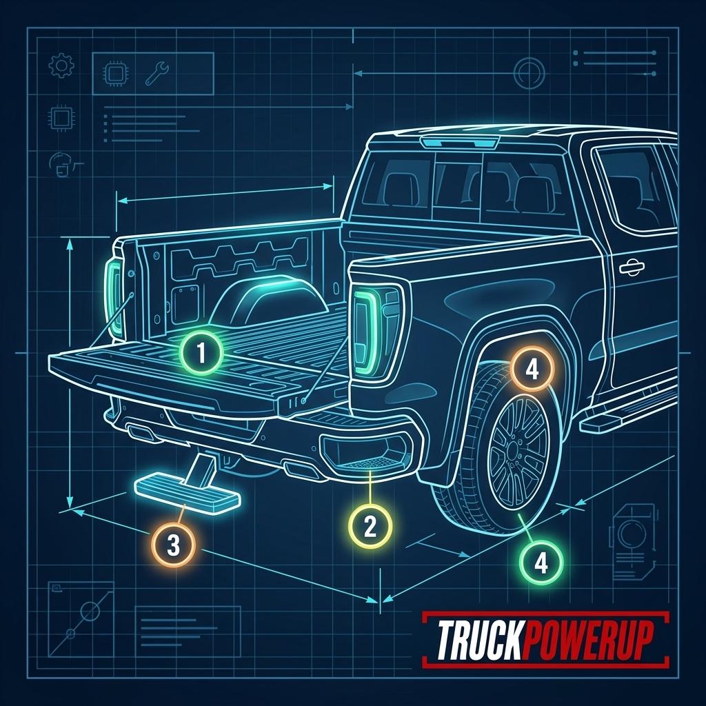 Truck bed access step locations